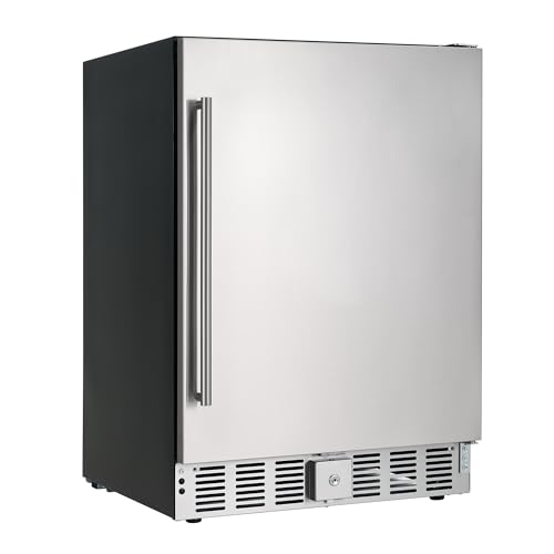 Albott 24 Inch Outdoor Beverage Fridge, 5.0 Cu.Ft Beverage Refrigerator Holds 166 Cans, 32-50°F Drink Cooler with IPX4 Waterproof Design, Auto-Defrost, Build-In or Freestanding for Patio & Backyard