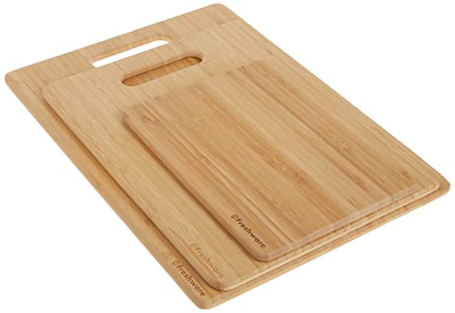 Bamboo Cutting Boards for Kitchen [Set of 3] Wood Cutting Board for Chopping Meat, Vegetables, Fruits, Cheese, Knife Friendly Serving Tray with Handles