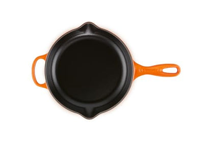 Le Creuset Enameled Cast Iron Signature Iron Handle Skillet, 9", Flame
