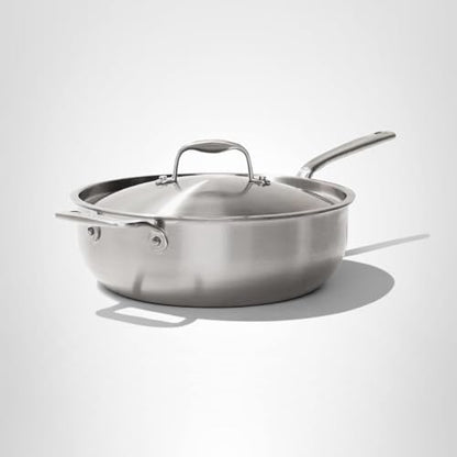 Made In Cookware | 5 Quart Stainless Steel Saucier Pan | 5 Ply Stainless Clad | Professional Cookware | Crafted in Italy | Induction Compatible