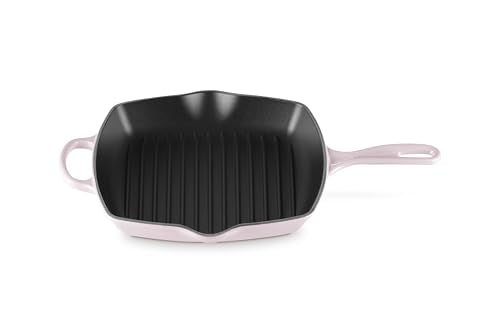 Le Creuset Enameled Cast Iron Signature Square Skillet Grill, 10.25", Shallot