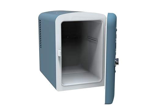Frigidaire Retro 9-Can Mini Personal Fridge Portable Cooler for Car, Office, Bedroom, Dorm Room, or Cabin, 11.8" D x 7.1" W x 10.1" H, BLUE