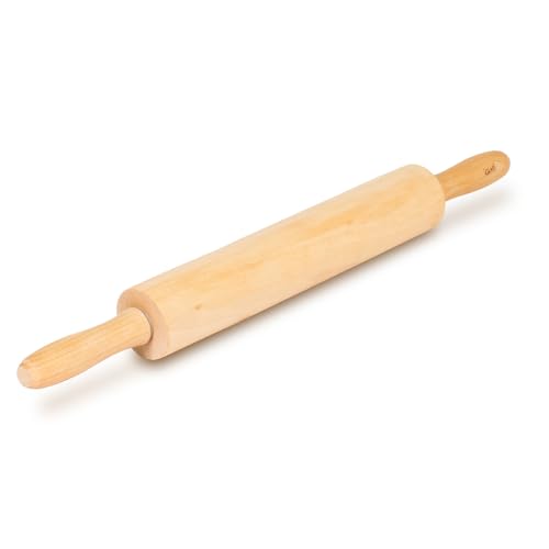 Glad Wood Rolling Pin, 17.5 Inch - Large Dough Roller for Baking, Pizza, Cookies - Heavy Duty, Natural Wooden Kitchen Essential