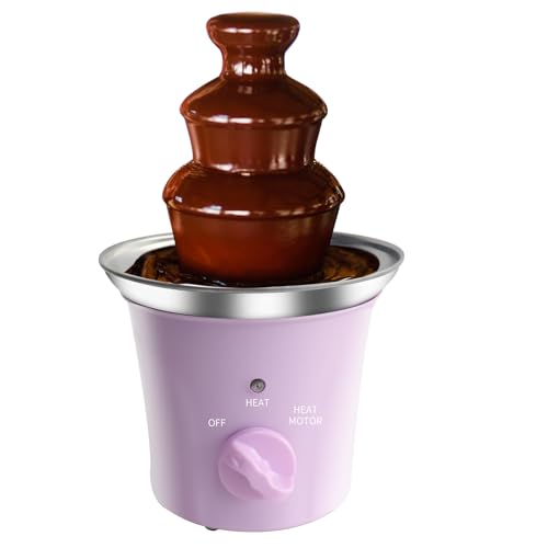 MINI Chocolate Fountain Machine Small Electric Chocolate Fondue Fountain Machine for Party for Candy Butter Cheese (Purple)
