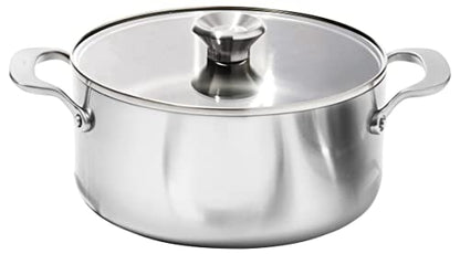 OXO Mira Tri-Ply Stainless Steel, 5QT Stock Pot with Lid, Induction, Multi Clad, Dishwasher and Metal Utensil Safe