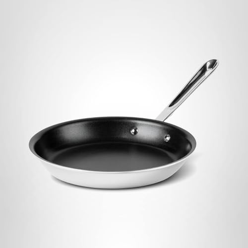 All-Clad D3 9 Inch Stainless Steel Pro Non Stick Frying pan, 3-Ply Stainless Steel Pan, Induction, Oven Broiler Safe 500F, Pancake Egg Pan, Skillet, Professional Cookware, Silver