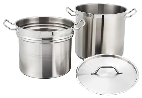Winco 16qt S/S Double Boiler w/Cover