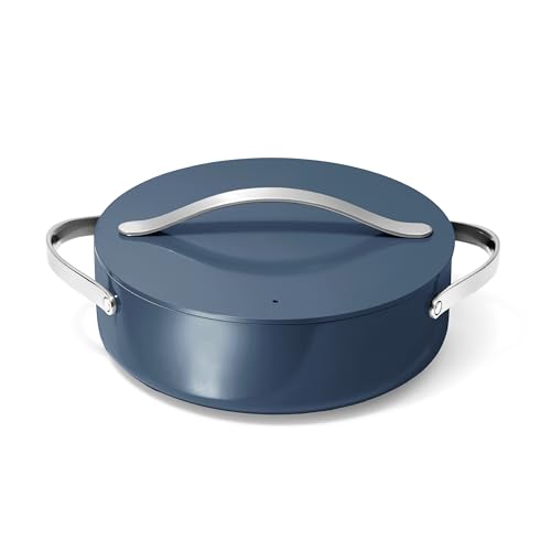 Caraway Rondeau - 6 Qt Non-Stick Pan with Lid - Free From Forever Chemicals - Perfect for Searing, Braising, & Roasting - Navy
