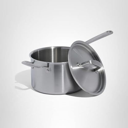 Made In Cookware | 4 Quart Stainless Steel Saucepan with Lid | 5 Ply Stainless Clad Sauce Pan | Professional Cookware | Crafted in Italy | Induction Compatible