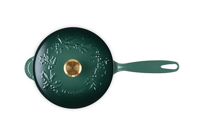 Le Creuset Enameled Cast Iron Holly Collection Saucier, 2.25 qt., Artichaut with Gold Knob