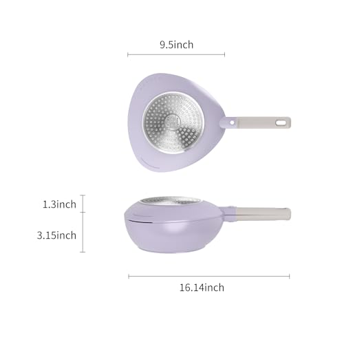 Multi-Purpose 3-in-1 Ceramic Saucepan with Skillet Lid & Steamer, 3QT Nonstick Sauce Pan Features Dual Strainers, Space-Saving Nesting, All Stove & Dishwasher Safe