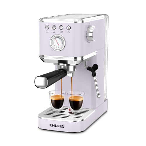 CHULUX Slim Espresso Machine with Milk Frother for Home Latte, Lavender