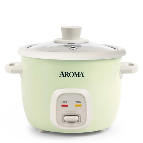 AROMA® Mini Rice Cooker, 2-Cup (Uncooked) / 4-Cup (Cooked), Grain Cooker, Soup Maker, Oatmeal Cooker, Auto Keep Warm, 1 Qt, Light Green