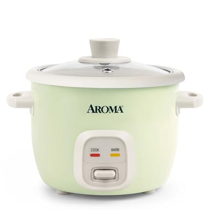 AROMA® Mini Rice Cooker, 2-Cup (Uncooked) / 4-Cup (Cooked), Grain Cooker, Soup Maker, Oatmeal Cooker, Auto Keep Warm, 1 Qt, Light Green