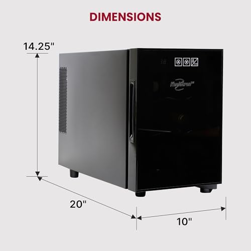 Koolatron 6 Bottle Wine Fridge – Freestanding Wine Cooler with Glass Door, 0.6 cu ft (16 L) Beverage Can Refrigerator, Digital Temperature Control, Ideal for Red, White & Sparkling Wine, Champagne