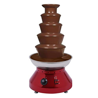 Commercial Chocolate Fountain, 110v 230w Electric Hot Chocolate Fondue Tower 5-Tier 7lbs Capacity Stainless Steel Melting & Heating Machine Nacho Cheese Fondue Fountain Machine for Parties