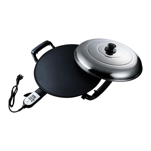 Ethniq 18.5" Electric Griddle for Ethiopian Injera, Somalian Anjero, Crepe, Lefse, Mogogo, Mitad, Pancake Teff Injera Maker - Adjustable Digital Heat Control - Non-Stick Surface -