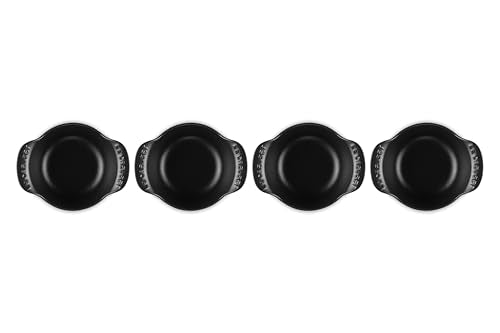 Le Creuset Enameled Cast Iron Gourmand Collection Set of 4 Mini Round Cocotte, .3 qt., Matte Black w/Stainless Steel Knob