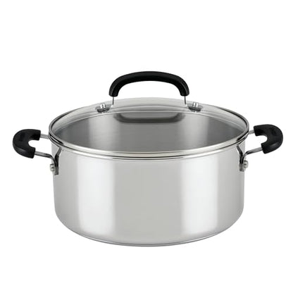 Farberware Brilliance Dutch Oven Pot with Lid, 5 Quart, Stainless Steel