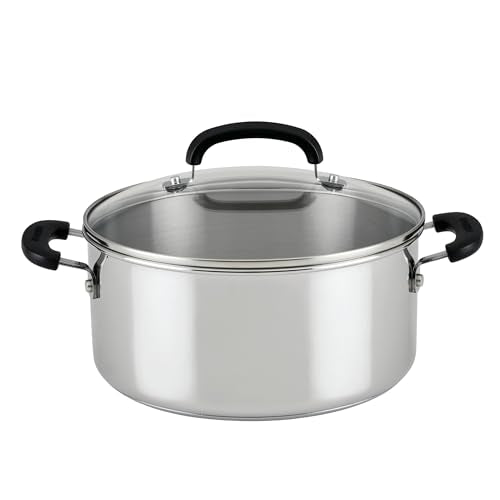Farberware Brilliance Dutch Oven Pot with Lid, 5 Quart, Stainless Steel