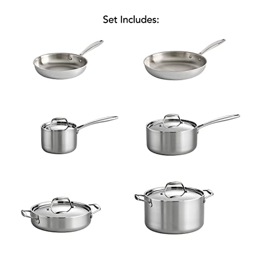 Tramontina Signature Tri-Ply Clad Stainless Steel 10-Piece Cookware Set with Lids, Pots and Pans Kitchen Set, Induction-Ready, Dishwasher-Safe, NSF-Certified, Made in Brazil