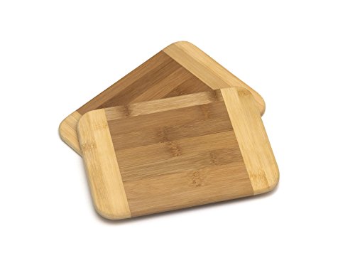 Lipper International Bamboo Wood Two-Tone Kitchen Cutting and Serving Board, Small, 7 3/4" x 6" x 1/4", Set of 2