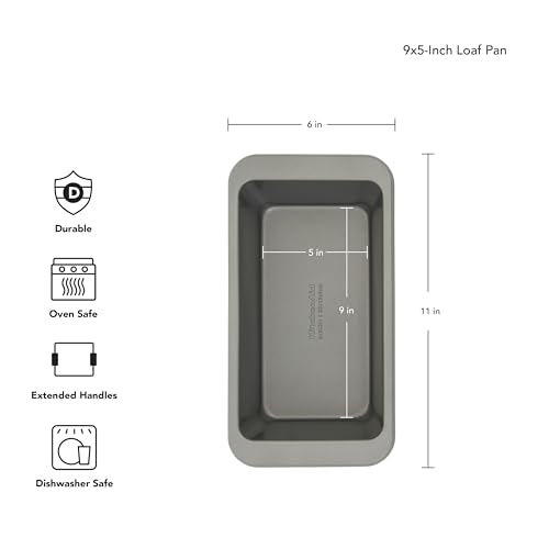 KitchenAid Nonstick Aluminized Steel Loaf Pan, Dishwasher Safe, 9 x 5 Inch, Contour Silver
