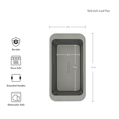 KitchenAid Nonstick Aluminized Steel Loaf Pan, Dishwasher Safe, 9 x 5 Inch, Contour Silver