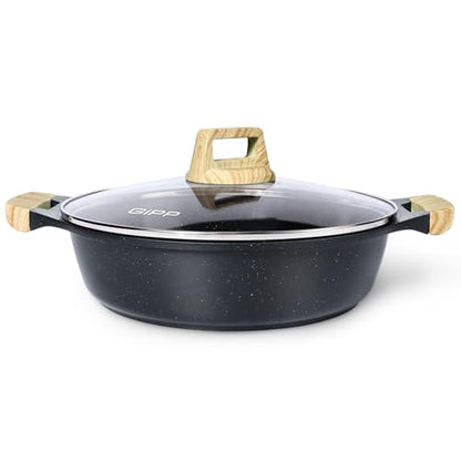 GiPP 6QT Nonstick Stock Pot with Lid Soup Pot,12.6 Inch Non Toxic Stockpot for Cooking,Stew Pot with Nonstick Ceramic Coating,Non Stick Cooking Pot Compatible with All Stoves,PFAS/PTFE/PFOA Free,Gray