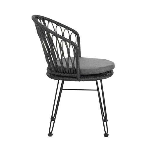 Christopher Knight Home Tavon Acacia Wood Patio Dining Set for 6, Rectangular Patio Dining Table and Faux Rattan Chairs Set of 6, 7 Piece Outdoor Dining Set with Cushion and Iron Frame, Teak+Gray