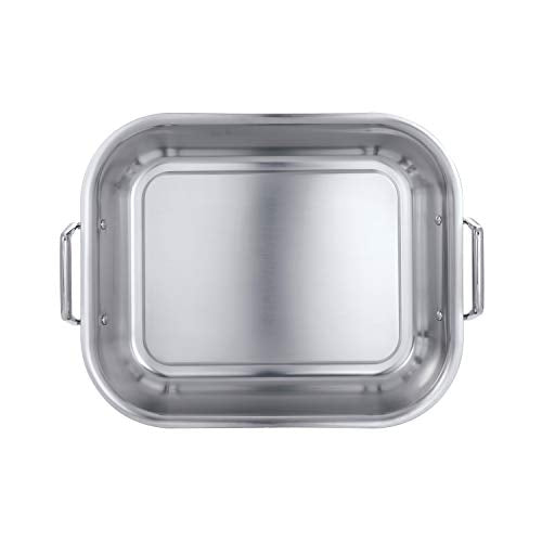 Tramontina 16.75-Inch Stainless Steel Roasting Pan with Rack, Flared Edge Turkey Roaster for Oven, Dishwasher Safe, Made in Brazil