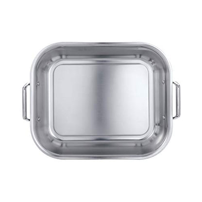 Tramontina 16.75-Inch Stainless Steel Roasting Pan with Rack, Flared Edge Turkey Roaster for Oven, Dishwasher Safe, Made in Brazil