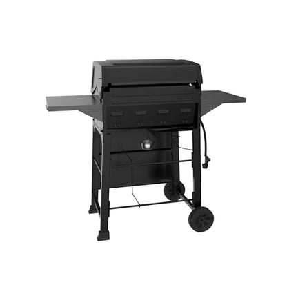 Feasto 4-Burner Gas BBQ Grill with Side Tables, 36,000 BTU Outdoor Propane Grill with Premium Enameled Coated Chamber Body & Porcelain-Enameled Stamped Grates for Deck Party & Patio BBQ, Black