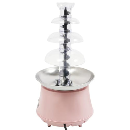 Chocolate Fountain Machine 4 Tier, 180W Chocolate Fountain with Capability 2.2lbs Commercial Hot Chocolate Fondue Tower for Nacho Cheese Liqueurs Party Wedding (Pink+Silver)