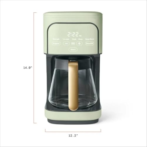 Wonderful Programmable 12-Cup Coffee Maker with Touch Controls, Auto Brew Timer, 1200W, 3 Brew Strengths, Keep Warm, Dishwasher-Safe, Premium Countertop Coffee Machine (Sage Green)