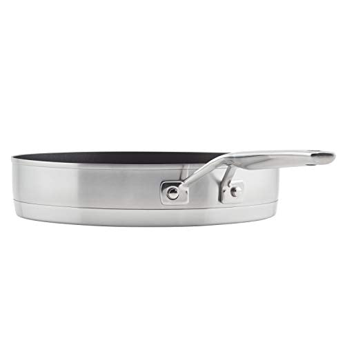KitchenAid 71012 3-Ply Base Brushed Stainless Steel Nonstick Round Grill Pan/Griddle, 10.25 Inch