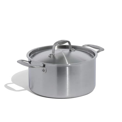 Made In Cookware | 6 Quart Stainless Steel Stock Pot With Lid | 5 Ply Stainless Clad | Professional Cookware | Crafted in Italy | Induction Compatible