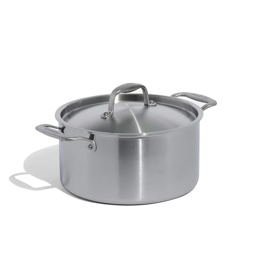 Made In Cookware | 6 Quart Stainless Steel Stock Pot With Lid | 5 Ply Stainless Clad | Professional Cookware | Crafted in Italy | Induction Compatible