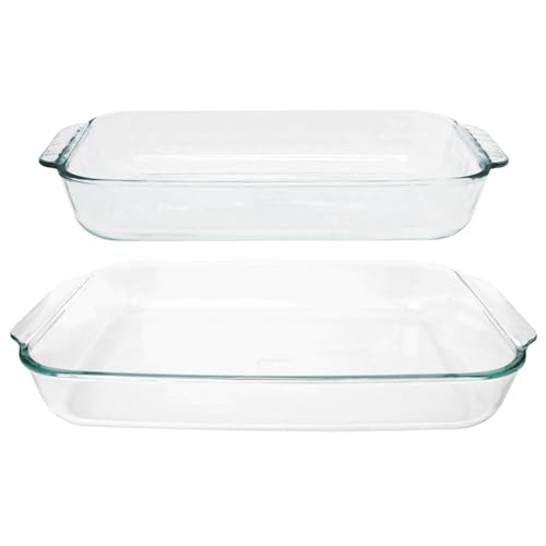 Pyrex Clear Glass Casserole Baking Dishes Set – 233 (3-Qt) and 232 (2-Qt) Rectangular Oven Bakeware – Perfect for Casseroles, Brownies, Food Preparation and so much More - Made in the USA