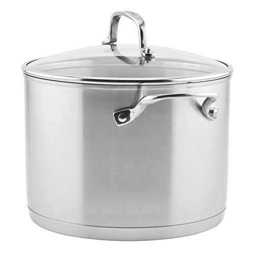 KitchenAid 71003 3-Ply Base Brushed Stainless Steel Stock Pot/Stockpot with Lid, 8 Quart