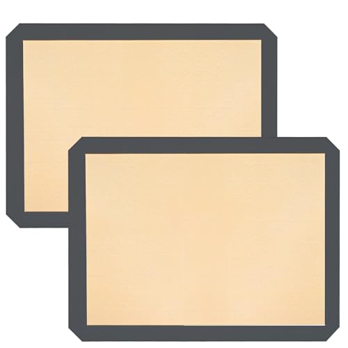 Ninsula Silicon Baking Mats, 16.5"x11.6" 2-Pack Reusable Silicon Baking Mat Sheet, Baking Sheets Non-Stick, Food Safe Baking Mats Can Be Used For Baking Cookies, Bread, Pizzas
