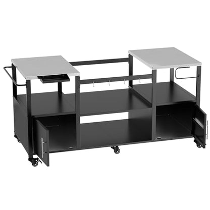 KEIKI Outdoor Grill Table for Big Green Egg Style BBQ, Metal Grill Cart with Storage Box, Compatible with up to Large Green Egg, Kamado Joe Jr