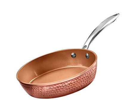 Gotham Steel 10 Inch Hammered Non Stick Frying Pans, Nonstick Frying Pan with Lid, Nonstick Pan, Ceramic Frying Pans Nonstick Skillet, Ceramic Pan, Non Stick Pan, Copper Pan, Dishwasher / Oven Safe