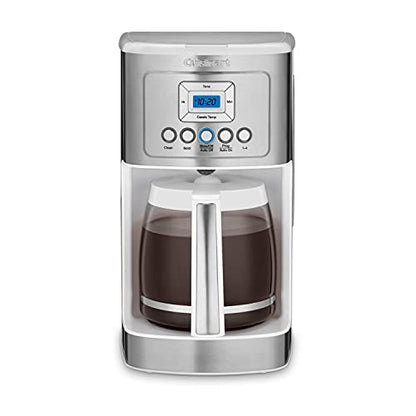 Cuisinart 14-Cup Coffee Maker, Programmable PerfecTemp Glass Carafe Coffee Machine with 1-4 Cup Setting, Brew Strength Control and Brew Pause, Stainless Steel, DCC-3200WNAS, White