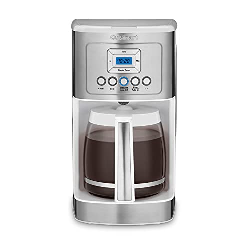 Cuisinart 14-Cup Coffee Maker, Programmable PerfecTemp Glass Carafe Coffee Machine with 1-4 Cup Setting, Brew Strength Control and Brew Pause, Stainless Steel, DCC-3200WNAS, White