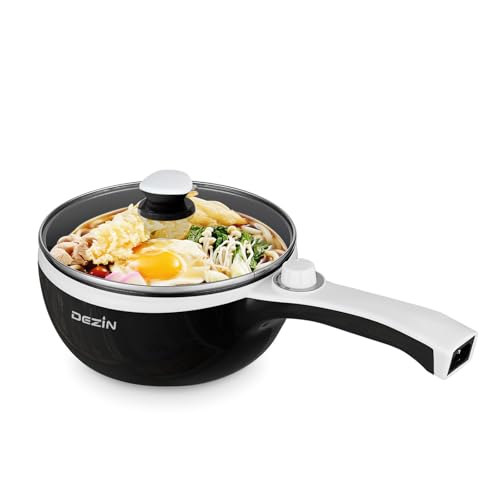 Dezin Hot Pot Electric, 1.5L Non-Stick Portable Electric Pot, Dual Power