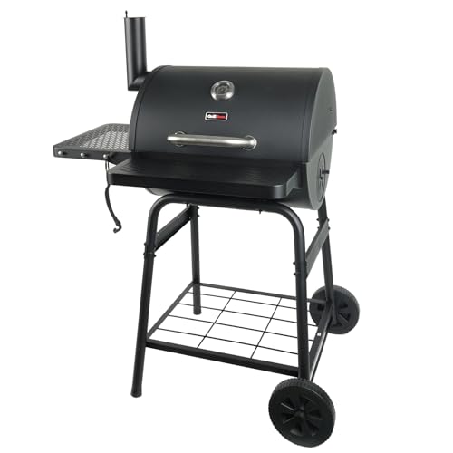 Grill Boss 23 Inch Charcoal Barrel Grill with Adjustable Grate, Large Cooking Area, Black