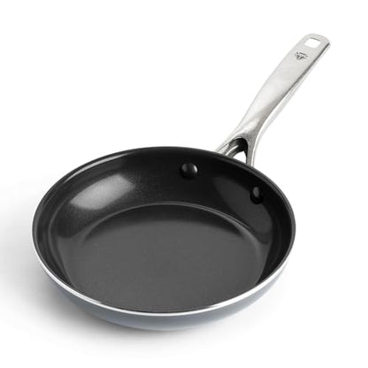 Blue Diamond 8" Nonstick Frying Pan Skillet, Ceramic Diamond Infused PFAS-Free, Dishwasher & Oven Safe, Stay Cool Handle, Durable Non Toxic Metal Utensil Safe, Egg & Omelet Pan, Gray