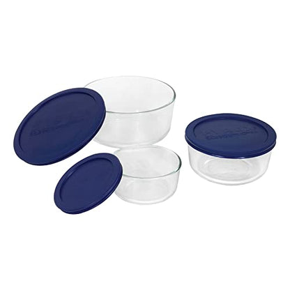 Pyrex Simply Store (3-Pack) Glass Food Storage Containers Set, (2, 4 & 7 Cup) Meal Prep Containers With Plastic BPA-Free Lids, Dishwasher & Microwave Safe