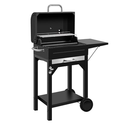 Charcoal Grill, BBQ Grill Charcoal Grill with Pull-Out Grease Tray for Outdoor Patio Backyard, Compact Version